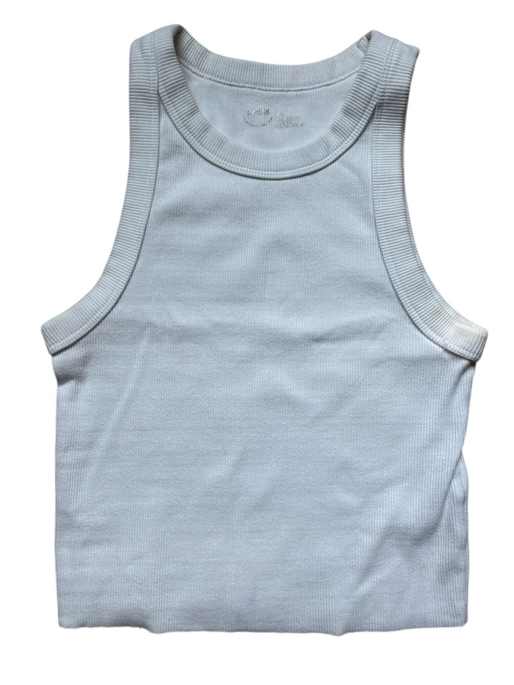 aerie White Ribbed Cropped Tank